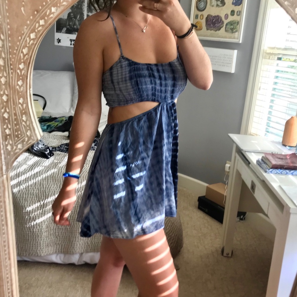 LF Blue Boho Tie Dye Dress